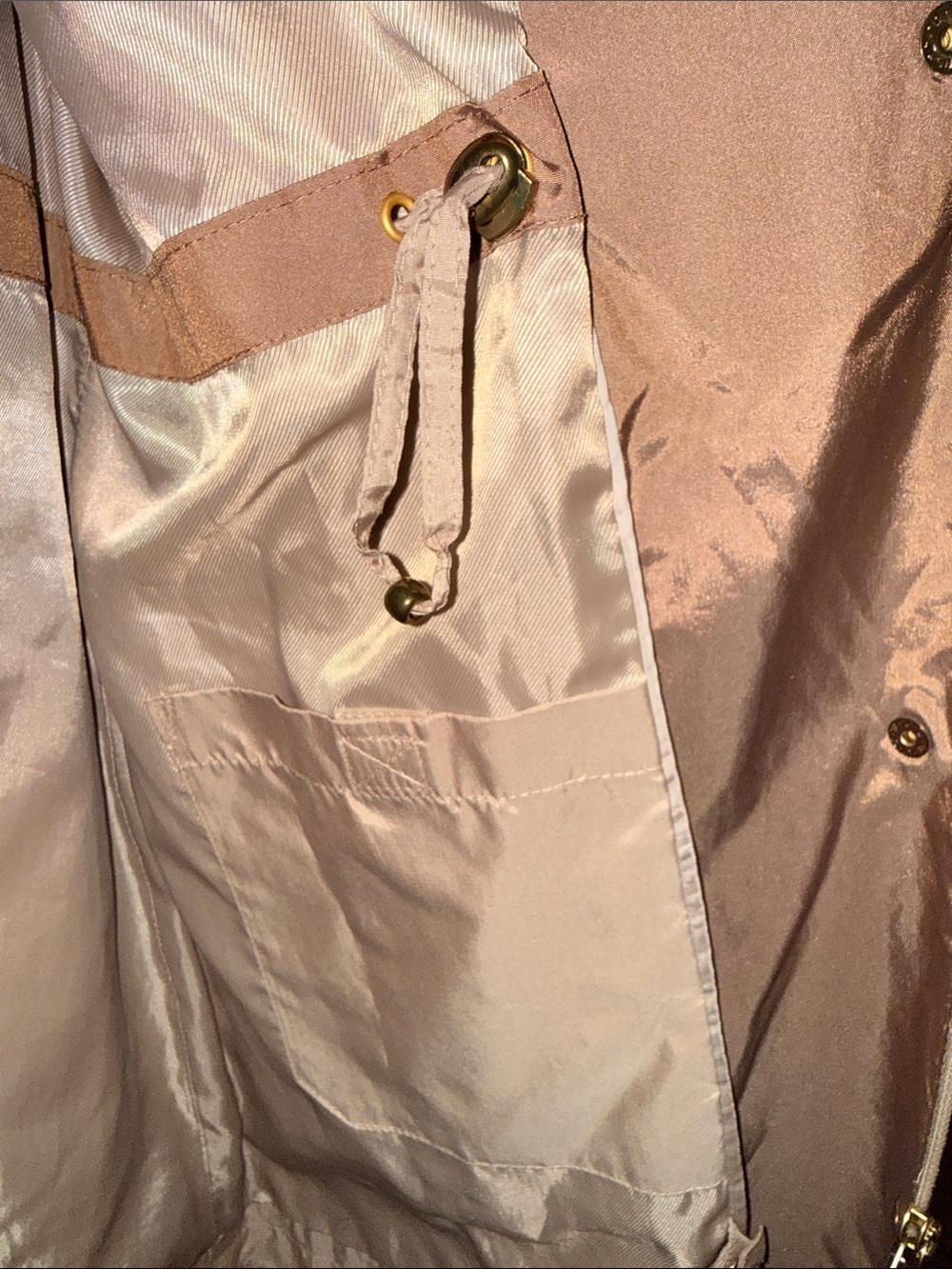 Hilary Radley Champagne Tan Bomber Jacket with Gold-Tone Snaps - Picture 6 of 7
